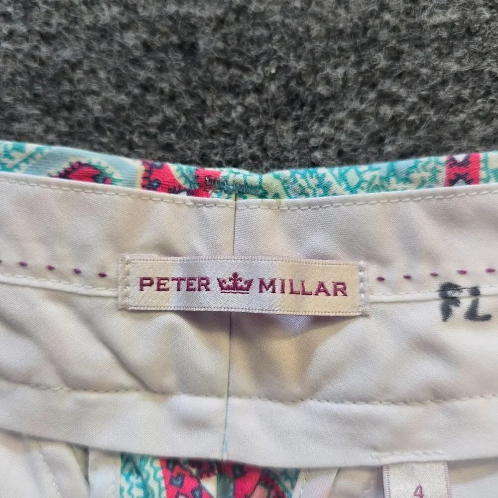 Peter Millar Shorts Womens Size 4 Green Pink Paisley 11 Inch Golf Bermuda Casual